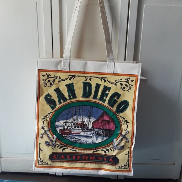 VTG Canvas San Diego Graphic Tote Bag - Picture 2 of 15